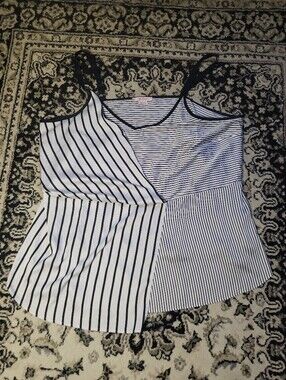 Striped White and Navy Sleep Cami